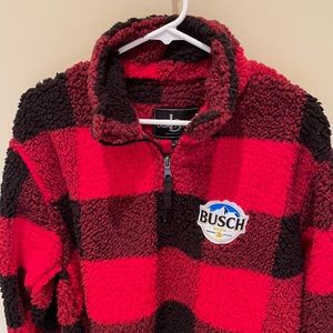 Busch Beer 1/4 Zip Sherpa Flannel Unisex Size L